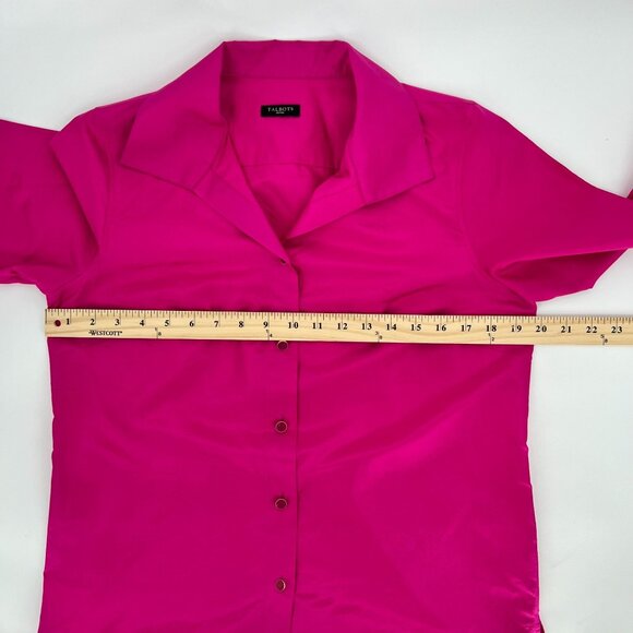 Talbots Womens Silk Button Up Blouse Size L? Petite Fuchsia Long Sleeve - Picture 5 of 10